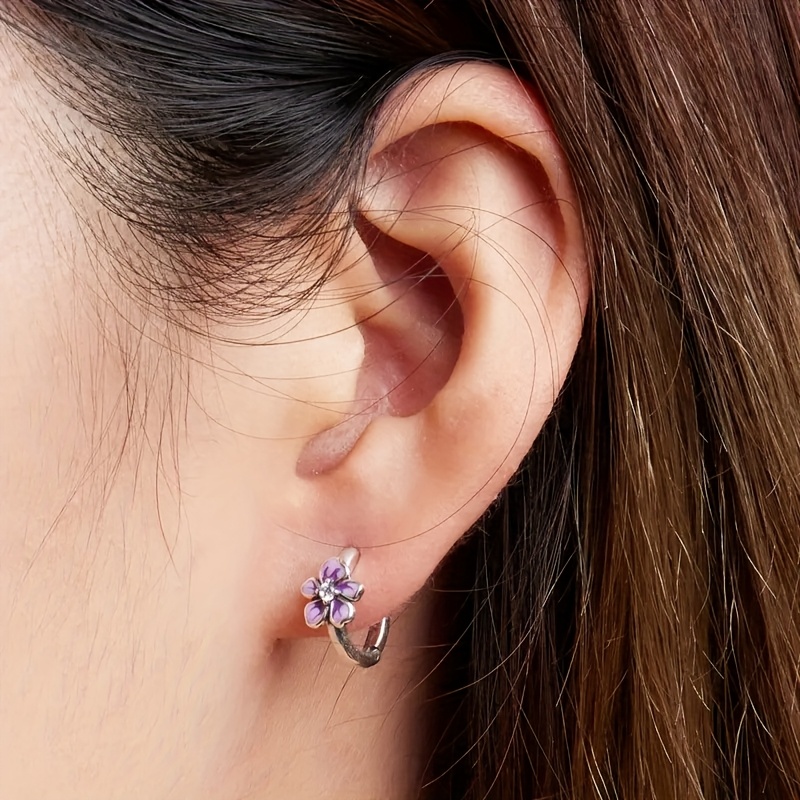 Women's Elegant Morning Glory Floral Hoop Earrings, Delicate Design